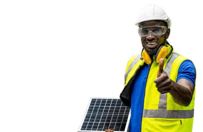 a man holding A solar panel