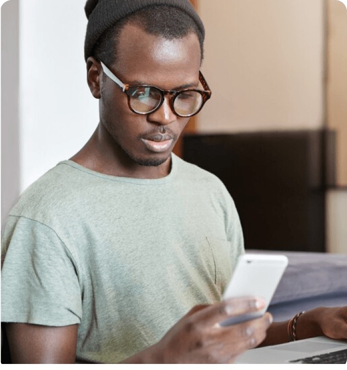 a man looking at his phone