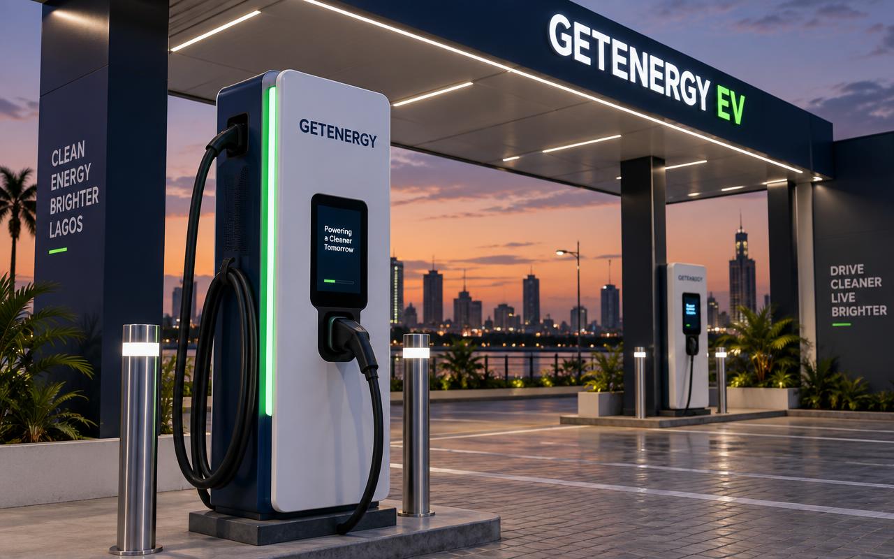 Concept GETENERGY EV charging point with green accent light