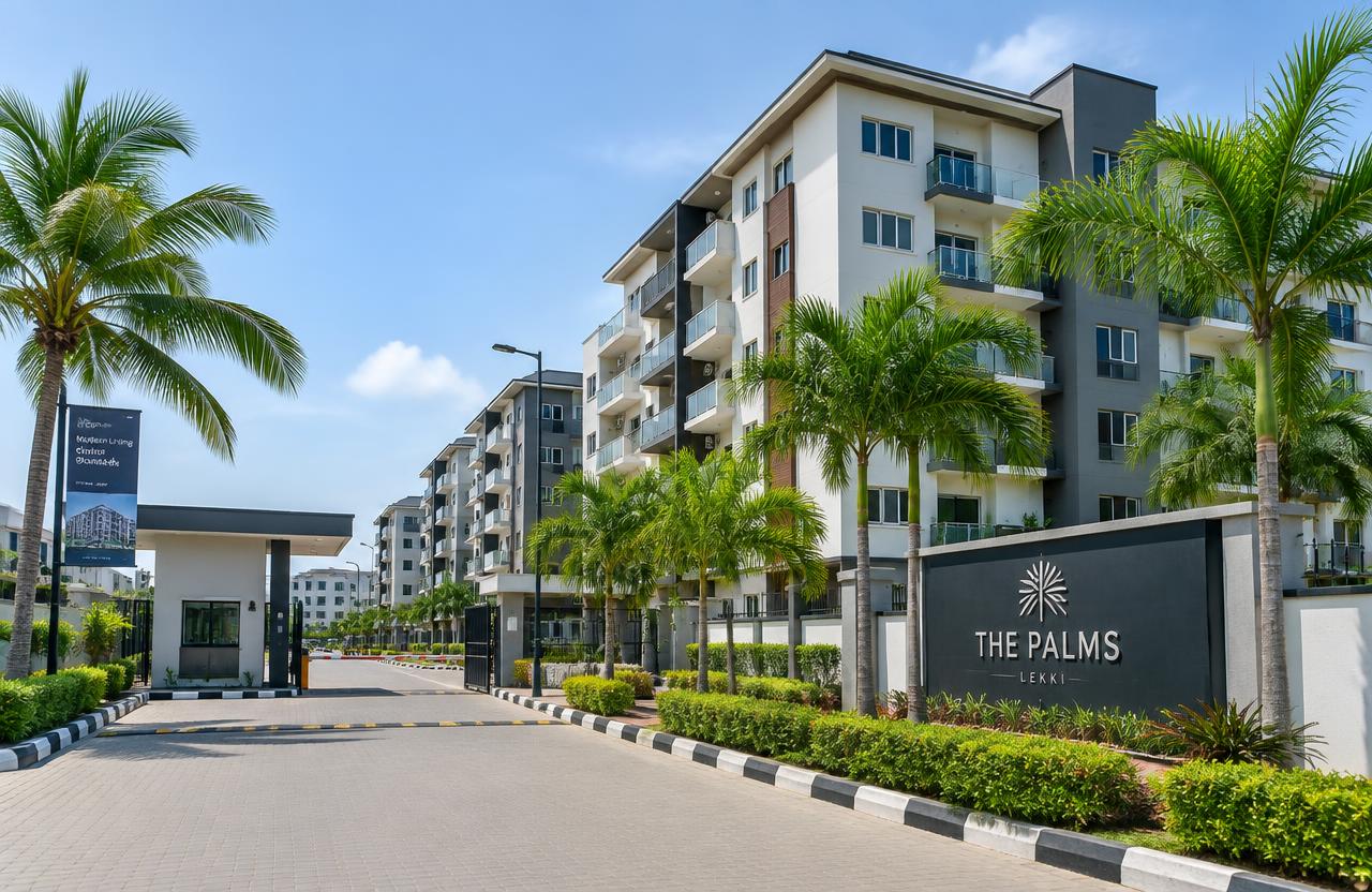 Residential estate with palm trees